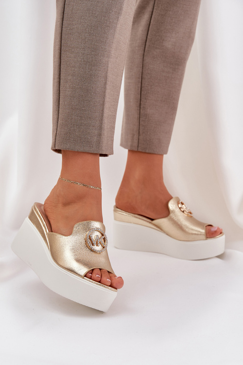 Сандалі На Платформі І На Каблуку З Декорацією Золоті Nanessia