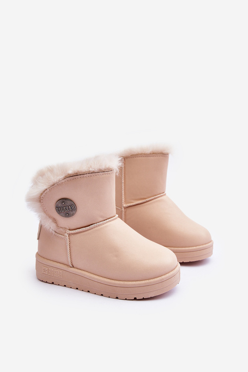 Дитячі снігові черевики з хутром, бежеві, велика зірка MM374084