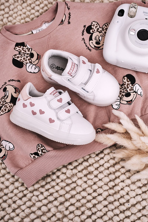 Дитяче спортивне взуття на LED підошві біло-рожевий бумер