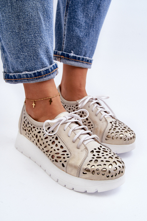 Шкіряні напівчеревики на платформі бежеві Hypnosis