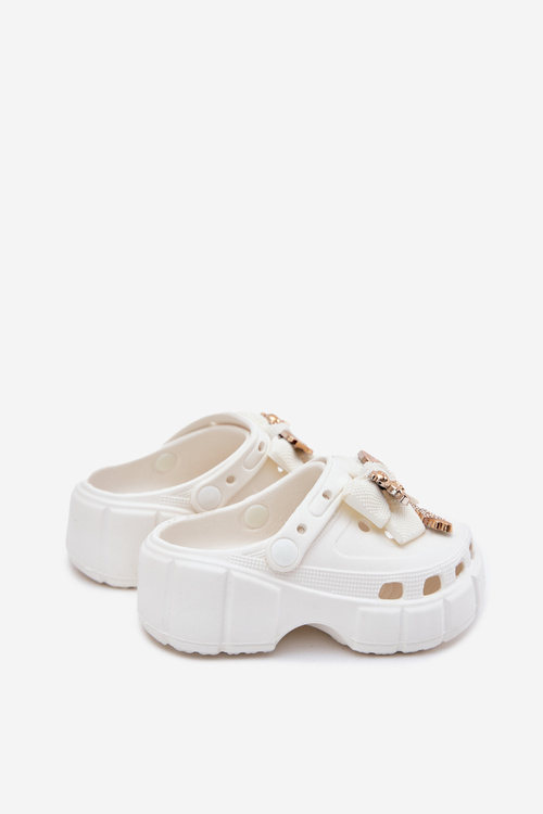 Дитячі Сліпони Для Дівчаток З Підкладкою І Прикрашеннями Білі Selvana