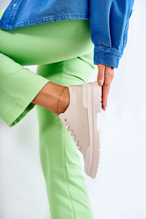 Жіночі тканинні кросівки світло-бежеві Parossa