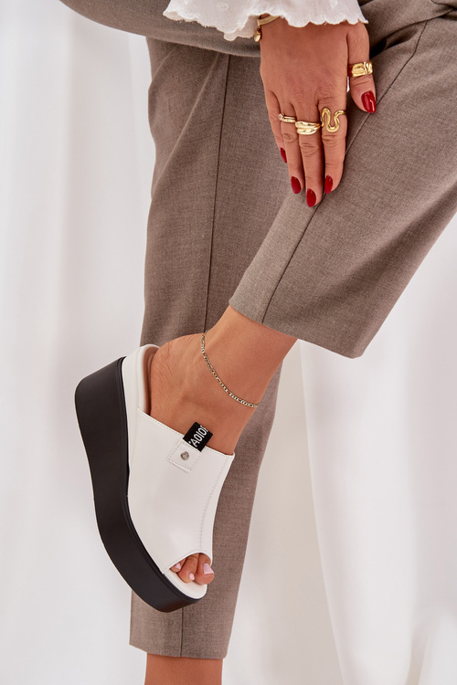 Сандалі На Платформі І На Танкетці Еко Шкіра Білі Eridoria