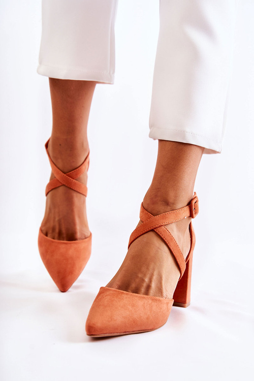 Модні босоніжки на планці помаранчеві Sinari