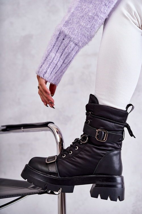 Жіночі зимові черевики з ланцюжком GOE KK2N4018 Чорні