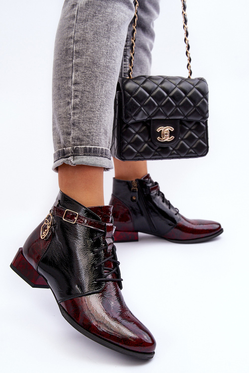 Жіночі шкіряні черевики Взуття Maciejka 5743A-23 Бордовий