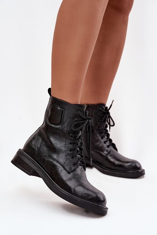 Шкіряні жіночі черевики з оздоблювальним елементом Maciejka K7180-01 Чорні