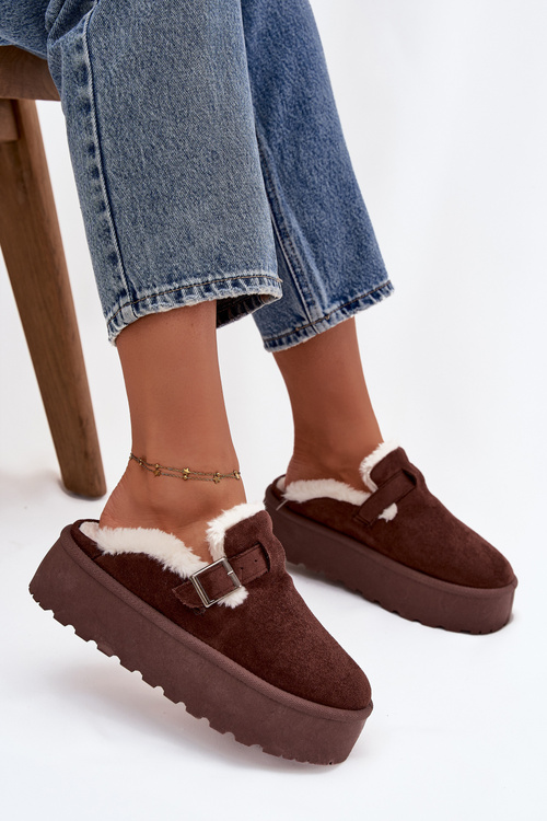 Жіночі Снігові Черевики З Мехом Та Пряжкою На Платформі Шоколадні Jessina