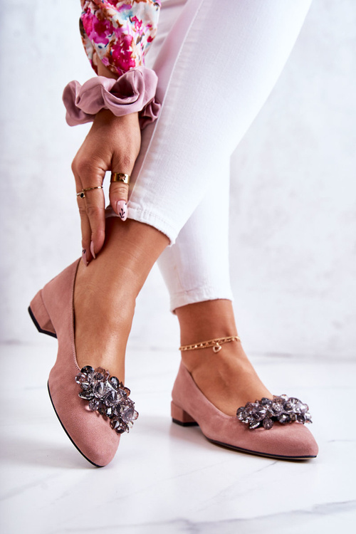 Замшеві балетки з декором Рожевий Loretty