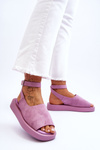 Комфортні жіночі босоніжки на платформі фіолетового кольору