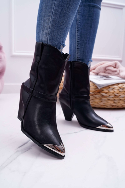 Жіночі чоботи на шпильці, чорні Make Feel