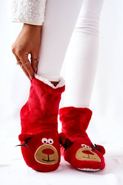 Різдвяні утеплюючі тапочки Reindeer Red