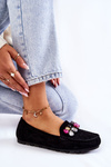 Жіночі замшеві лофери з декором чорні Janetta 