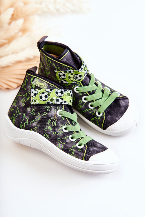 Високі дитячі кросівки Football Befado 268X070 сіро-зелені