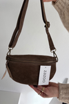 Шкіряна замшева сумка поясна шоколадна Wessa