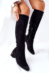 Жіночі високі чоботи на каблуці чорні боле