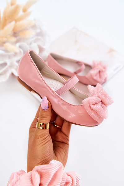 Дитячі лаковані балетки з бантом Pink Zolly