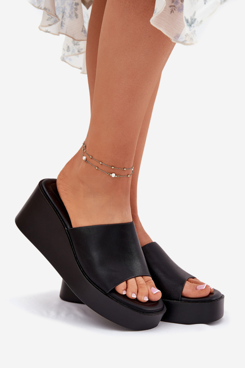 Жіночі Сандалі На Підборах Еко Шкіра Чорні Obenae