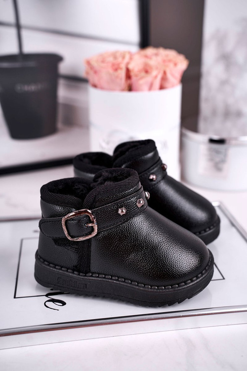 Дитячі снігові черевики теплі з хутром чорні Jinnie