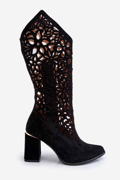 Замшеві ажурні черевики Leski Shoes 3234 Чорні