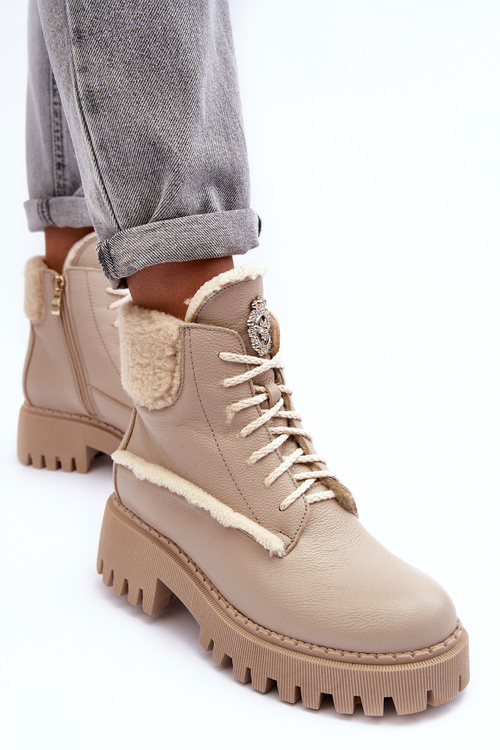 Жіночі шкіряні черевики Trapper бежеві Vergo