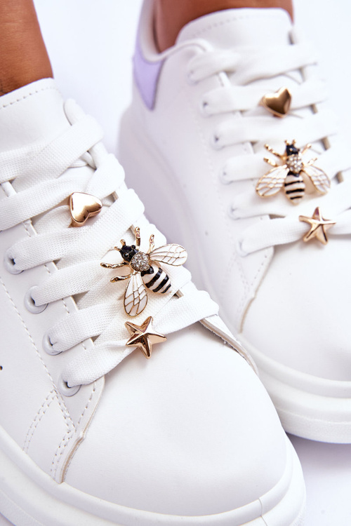 Жіноче спортивне взуття на масивній платформі біло-фіолетового кольору Chante