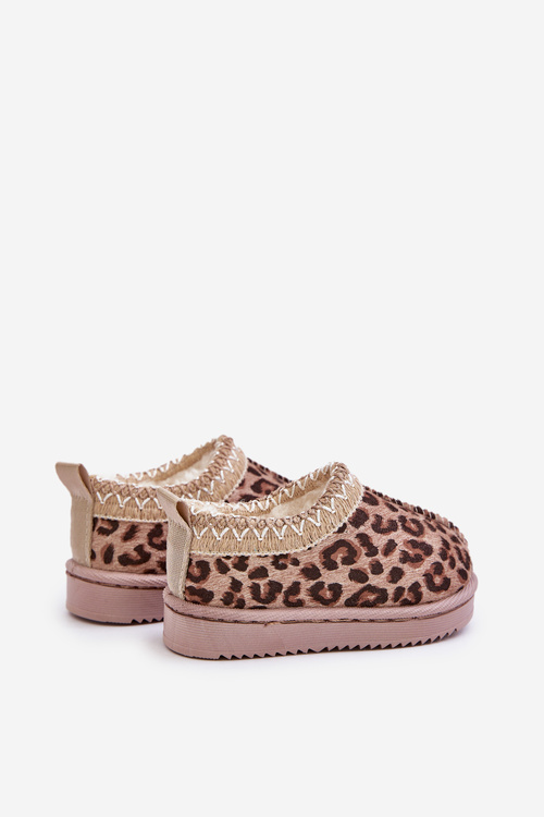 Снігові черевики Дитячі ботильйони з леопардовим принтом на платформі, утеплені хутром, коричневі Vilabria