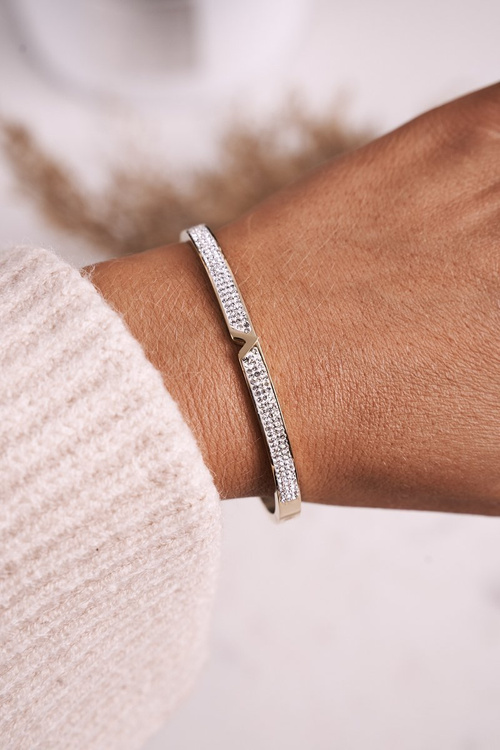 Сталевий браслет із кубічним цирконієм Золота Венера