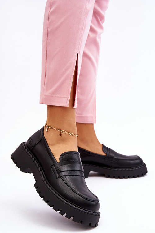 Шкіряні жіночі лофери Big Star LL274458 Чорні