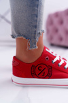 Жіночі джинсові кросівки червоні DD2R4072