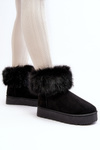 Жіночі чоботи на платформі з хутром чорного кольору Mancy