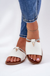 Екокожані Сандалі На Плоскому Каблуці З Декоративною Стрічкою Білі Hirtewi