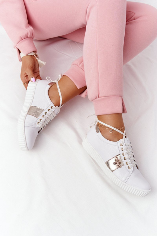 Жіночі шкіряні кросівки Lewski Shoes 2786-0 біло-золоті