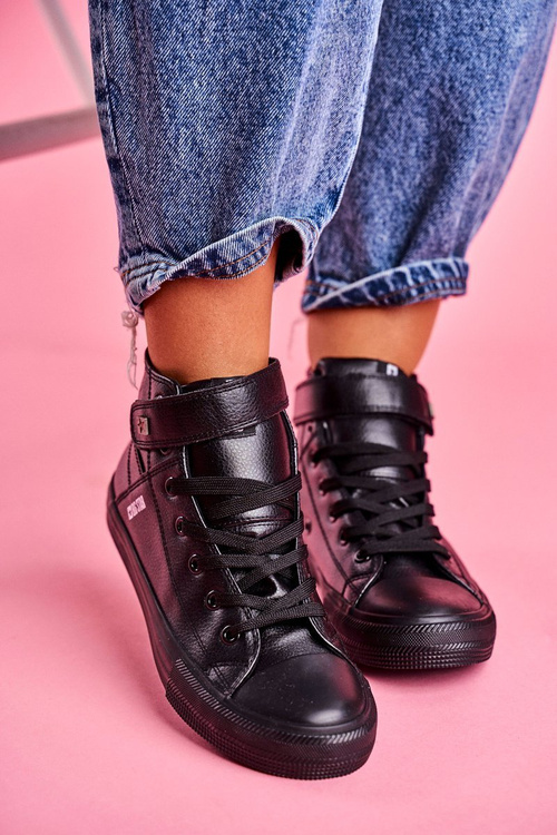 Жіночі шкіряні високі кросівки BIG STAR V274542 Чорні