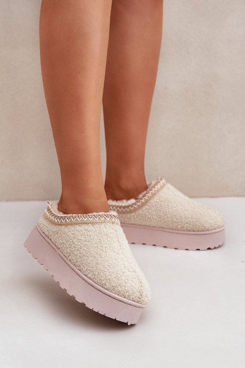 Жіночі Снігоступи На Платформі З Вишивкою Світло-бежеві Тірісса