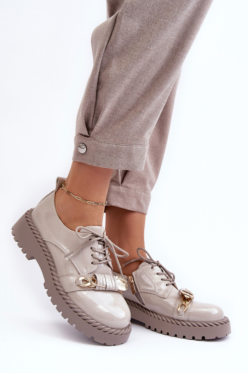 Жіночі глянцеві напівчеревики D&A MR870-81 сірі