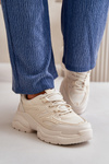 Жіночі спортивні кросівки на масивній підошві світло-бежевого кольору Lerista