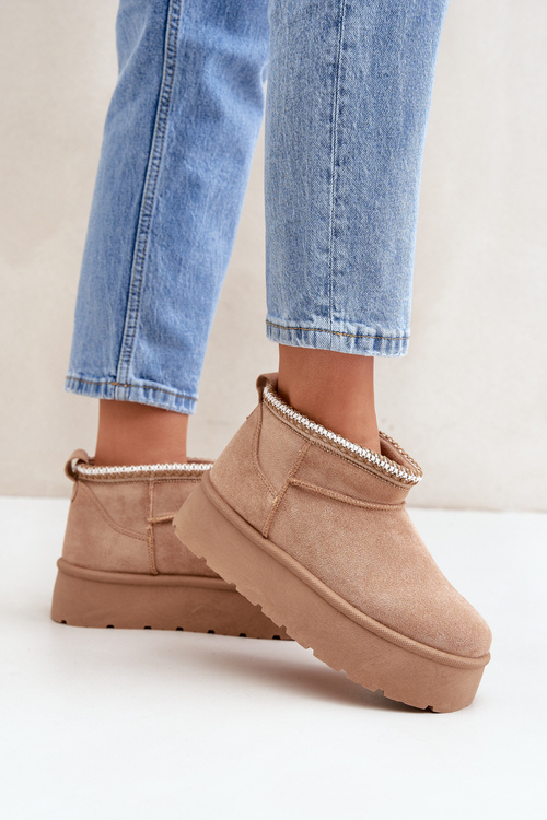 Снігоступи на платформі з декоративною вишивкою бежеві Heslania