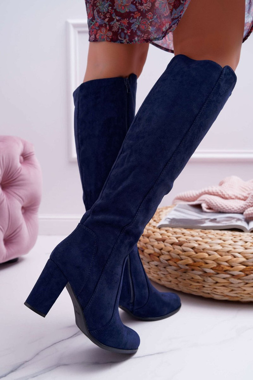 Жіночі замшеві чоботи Sergio Leone темно-сині KZ275