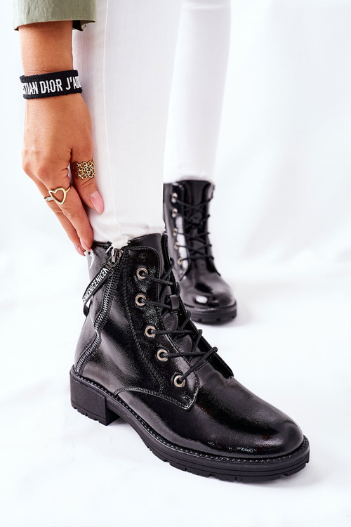 Жіночі черевики на плоскій підошві Workers Lacquered Black Goorey