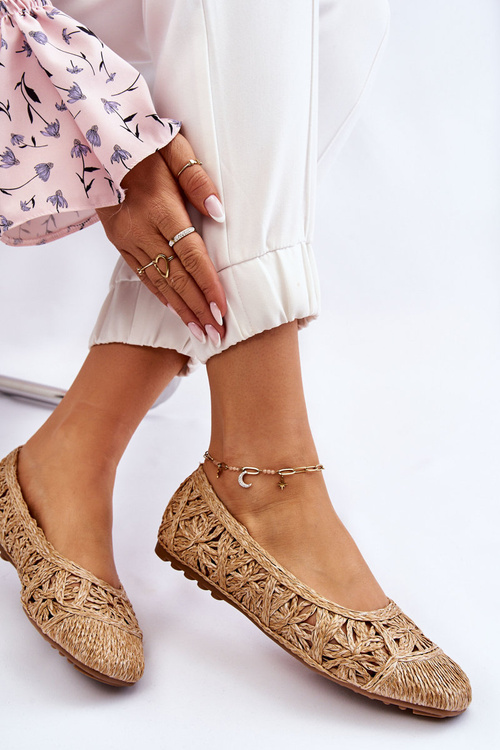 Ажурні модні балетки бежеві Thiago