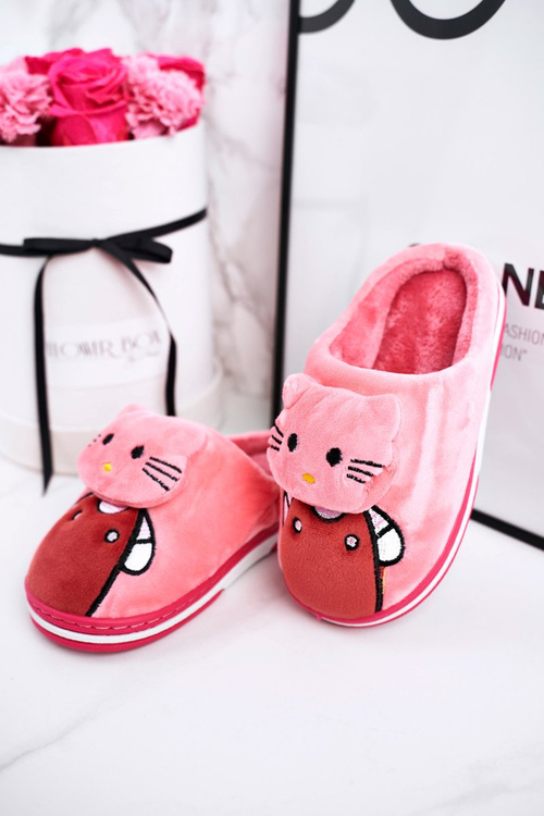 Дитячі утеплені домашні тапочки Bright Pink Kitty