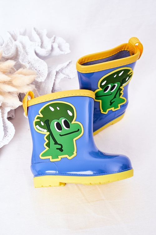 Дитячі резинові чоботи під крокодил синього кольору