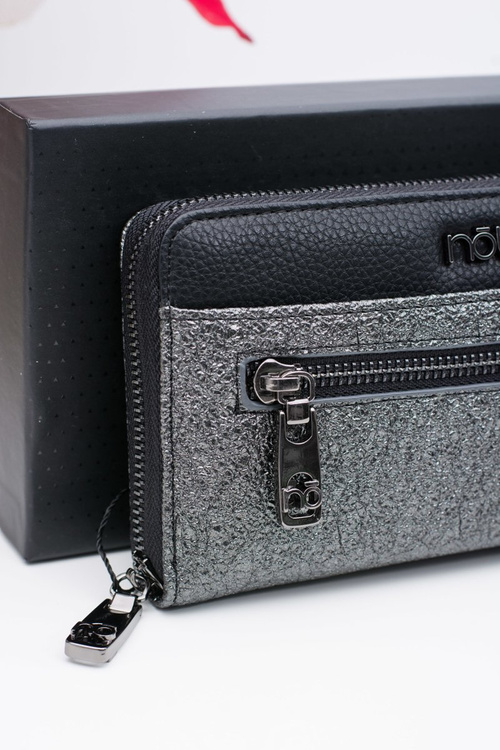 Стильний жіночий чорно-сірий гаманець Nobo