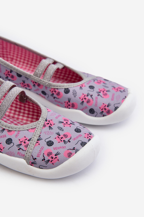 В'єтнамки Ballerinas Befado Cats 116X315 Сіро-Рожевий