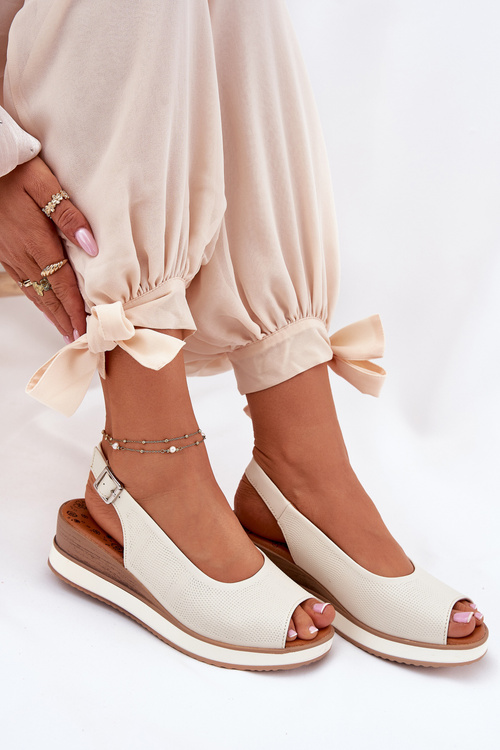 Шкіряні Сандалі На Платформі Artiker 56C2316 Світло Бежеві