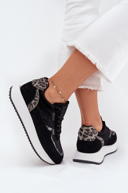Жіночі Замшеві Кросівки Big Star OO274A312 HI-POLY SYSTEM Чорні Пантера
