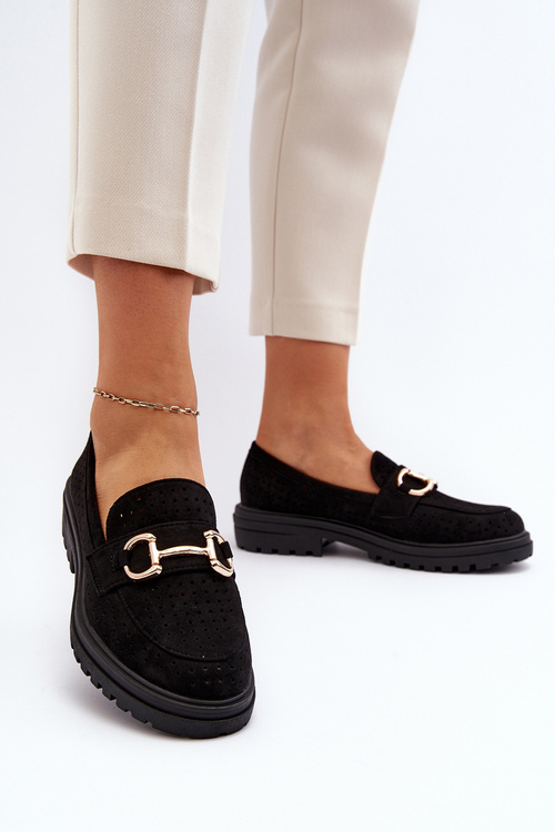 Жіночі чорні лофери з вирізами та прикрасами Talesse