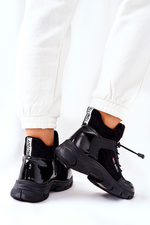 Шкіряні кросівки з підкладкою на високих підборах Black Merit