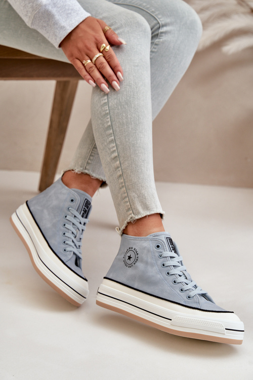 Теплі жіночі кросівки на платформі з еко шкіри Big Star OO274069 Сині